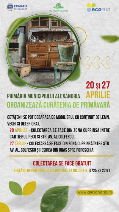 Primăria Alexandria a început curățenia de primăvară