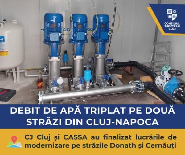 Debit de apă triplat pe două străzi din Cluj-Napoca