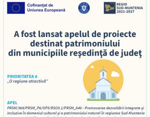 Apelul de proiecte destinat patrimoniului din municipiile reşedinţă de judeţ a fost lansat